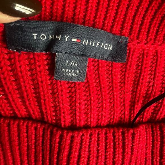 Tommy Hilfiger Women's Chunky Cable Knit Sweater Red Size Large Holidays Winter - Picture 8 of 8